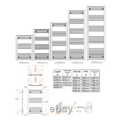 Reina Capo Flat Black Bathroom Heated Towel Rail Radiator 1600x600 Mild Steel