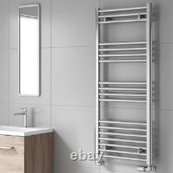 Reina Capo Flat Chrome Bathroom Heated Towel Rail Radiator 1200x600 Mild Steel