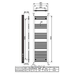 Reina Capo Straight Heated Towel Rail 1800mm H x 400mm W White