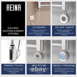 Reina Cavo Designer Heated Towel Rail 1230mm H x 500mm W Brushed Stainless Steel