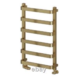 Reina Flora Designer Heated Towel Rail 800mm H x 500mm W Brushed Brass