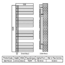 Reina Pettino Flat Panel Heated Towel Rail 1124mm H x 550mm W Black