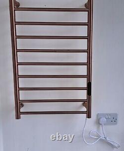 Rose Gold Electric Heated Towel Rail Warmer Radiator Timer Thermostatic Low cost