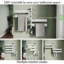 Rotatable Design Electric Towel Rail Radiator Bathroom Heated Thermostat Timer