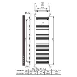 SALE! Reina Capo 1800x400 Black Heated Towel Rail Radiator Bathroom Ladder