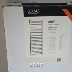 SONIAS ARYA Heated Towel Warmer Rail, Brushed Nickel, 500 x 1200mm