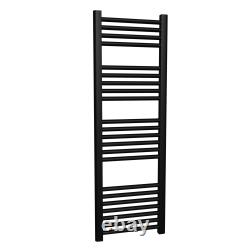 Satin Black Towel Rail Radiator Heated Stylish Straight Ladder Rails (4 Sizes)