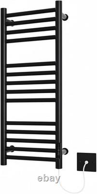Siena Black Electric Heated Towel Rail 300mm W x 720mm H Stainless Steel, Mat