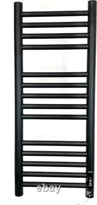 Siena Black Electric Heated Towel Rail 300mm W x 720mm H Stainless Steel, Mat