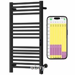 SolAire Stainless Steel Dry Wifi Electric Heated Towel Rail + Timer, Black