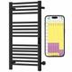 Solaire Stainless Steel Dry Wifi Electric Heated Towel Rail + Timer, Black