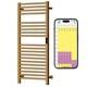 Solaire Stainless Steel Dry Wifi Electric Heated Towel Rail + Timer, Brass