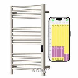 SolAire Stainless Steel Dry Wifi Electric Heated Towel Rail + Timer, Brushed