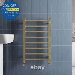 Solaro Square Bar Heated Towel Rail Brushed Brass 800 x 500mm