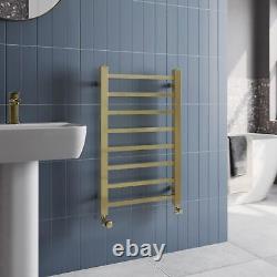 Solaro Square Bar Heated Towel Rail Brushed Brass 800 x 500mm