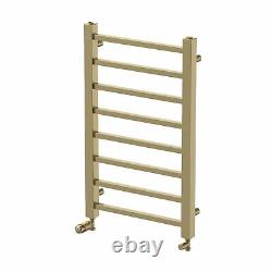 Solaro Square Bar Heated Towel Rail Brushed Brass 800 x 500mm