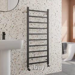 Solaro Square Bar Heated Towel Rail Matt Black 1200 x 500mm