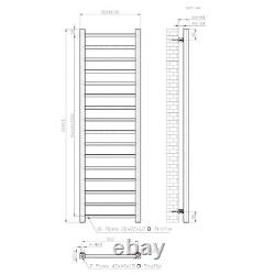 Solaro Square Bar Heated Towel Rail Matt Black 1600 x 500mm
