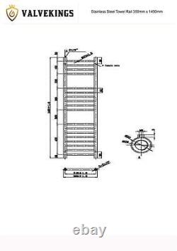 Stainless Steel Towel Ladder Rail Radiator Heated Bathroom Warmer 350mm x 1400mm
