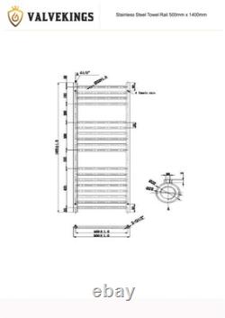 Stainless Steel Towel Ladder Rail Radiator Heated Bathroom Warmer 500mm x 1400mm