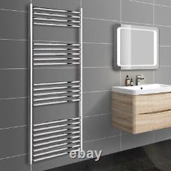 Straight 1600x600mm Chrome Bathroom Heated Towel Rail Radiator Centre Heating