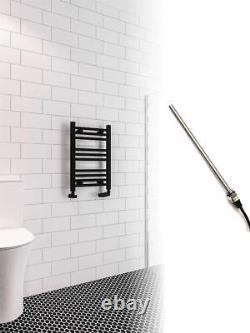 Straight Black Electric Heated Towel Rail Ladder Bathroom Radiator Various Sizes