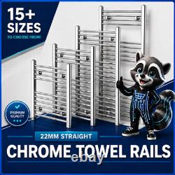 Straight Chrome Heated Towel Rail Radiator Bathroom 22mm Tubes Ladder Warmer