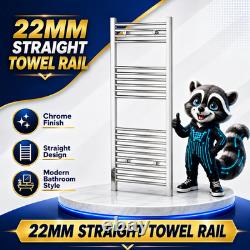 Straight Chrome Heated Towel Rail Radiator Bathroom 22mm Tubes Ladder Warmer