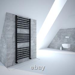 Straight Heated Towel Rail Ladder Radiator Matt Black Bathroom Rad With Valves