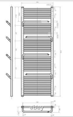 Tall Matt Black Bathroom Towel Radiator Newark Heated Ladder Rail 1500x550mm