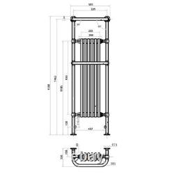 Tall Victorian Chrome Bathroom Heated Towel Rail Column Designer 150x59cm