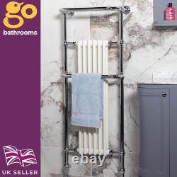 Tall Victorian Chrome Bathroom Heated Towel Rail Column Designer 150x59cm