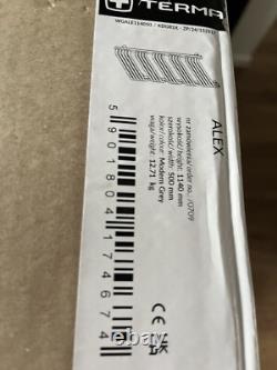 Terma Alex H1140xW500 Modern Grey Heated Towel Rail Radiator WGALE114050-KDGRSX