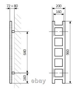 Terma Easy Matt Black Heated Towel Radiator 960 x 200mm