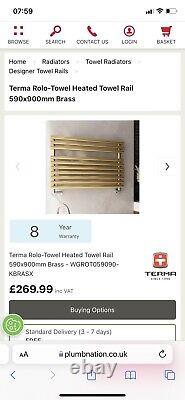 Terma Rolo-Towel Heated Towel Rail 590x900mm Brass