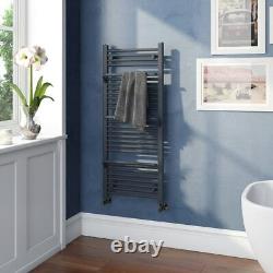 The Heating Co. Rohe anthracite grey heated towel rail with hangers 1200 x 500