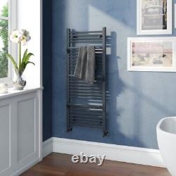 The Heating Co. Rohe anthracite grey heated towel rail with hangers 1200x500