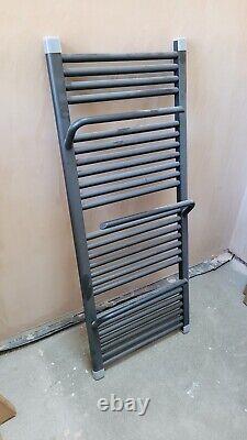 The Heating Co. Rohe anthracite grey heated towel rail with hangers 500x1200