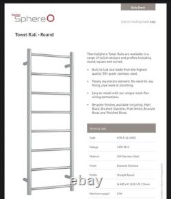 ThermoSphere HTR-R-1120400 Electric Heated Towel Rail Stainless Steel Brushed