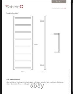 ThermoSphere HTR-R-1120400 Electric Heated Towel Rail Stainless Steel Brushed