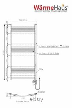 Thermostatic Electric Bathroom Curved Heated Towel Rail Radiator 1000x500 White