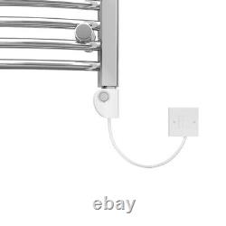 Thermostatic Electric Chrome Bathroom Curved Heated Towel Rail Radiator 1200x500