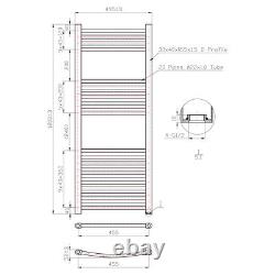 Towel Radiator Towel Rail Heated 1200 x 500mm Designer Matt Anthracite 2299 BTU