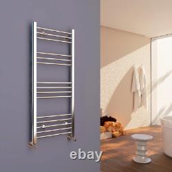 Towel Rail Radiator Bathroom Heated Chrome Straight Ladder Warmer Rad With Valve