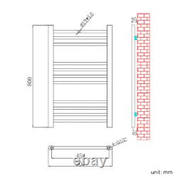 Towel Rail Radiator Bathroom Heated Chrome Straight Ladder Warmer Rad With Valve