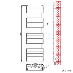 Towel Rail Radiator Designer Flat Panel Heated Bathroom Chrome 1600 x 400mm