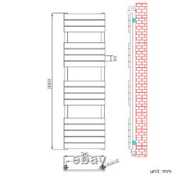 Towel Rail Radiator Designer Flat Panel Heated Bathroom Chrome 1600 x 500mm