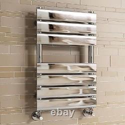 Towel Rail Radiator Ladder Bathroom Heated Designer Flat 600mm Chrome Warmer Rad