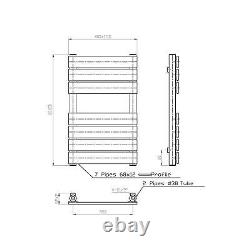 Towel Rail Radiator Ladder Bathroom Heated Designer Flat 600mm Chrome Warmer Rad