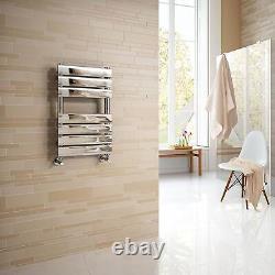 Towel Rail Radiator Ladder Bathroom Heated Designer Flat 600mm Chrome Warmer Rad